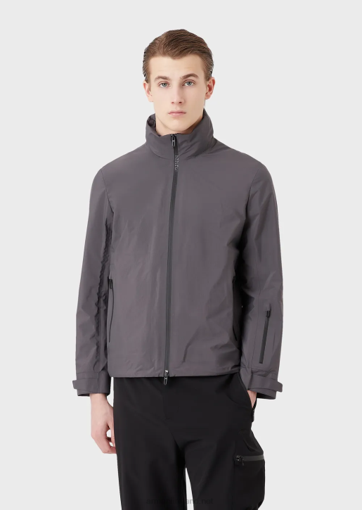 Men 086V1307 Travel Essentials Water-Repellent Recycled Nylon Full-Zip Puffer Jacket Armani Dark Gray