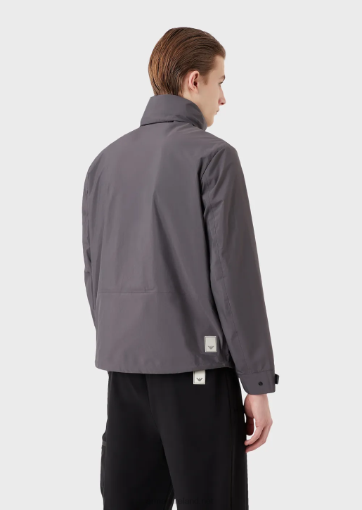 Men 086V1307 Travel Essentials Water-Repellent Recycled Nylon Full-Zip Puffer Jacket Armani Dark Gray