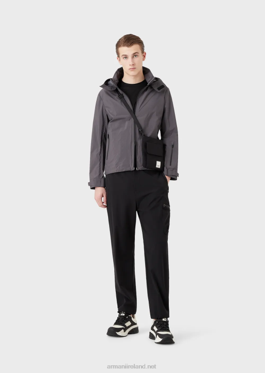 Men 086V1307 Travel Essentials Water-Repellent Recycled Nylon Full-Zip Puffer Jacket Armani Dark Gray