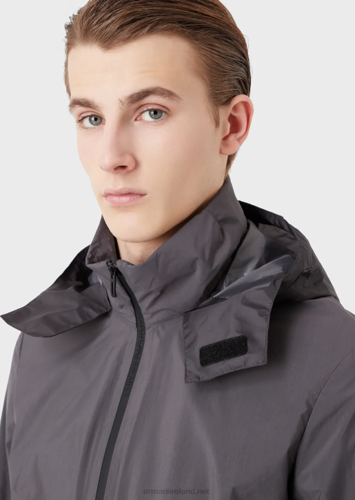 Men 086V1307 Travel Essentials Water-Repellent Recycled Nylon Full-Zip Puffer Jacket Armani Dark Gray