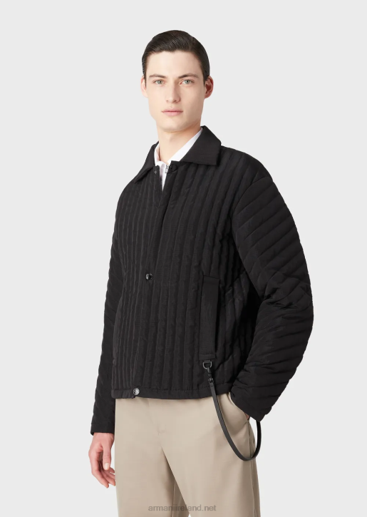 Men 086V1311 Water-Repellent Down Jacket In Quilted Recycled Ripstop Nylon Armani Black