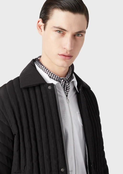 Men 086V1311 Water-Repellent Down Jacket In Quilted Recycled Ripstop Nylon Armani Black