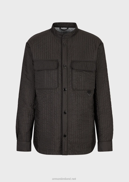 Men 086V1312 Quilted Recycled-Nylon Water-Repellent Blouson Armani Dark Gray