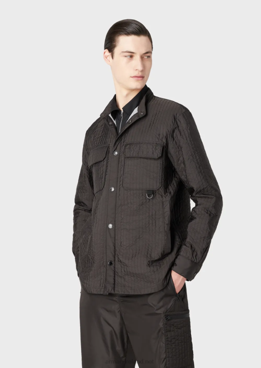 Men 086V1312 Quilted Recycled-Nylon Water-Repellent Blouson Armani Dark Gray