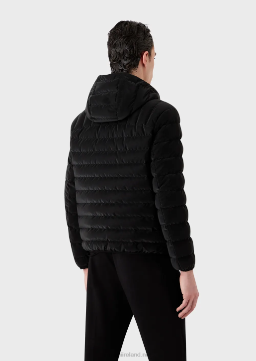 Men 086V1313 Quilted Nylon Down Jacket With Hood Armani Black