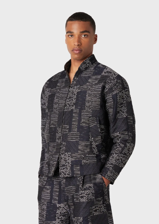 Men 086V1316 Patchwork-Effect Vanise Jacquard Blouson Armani Pattern
