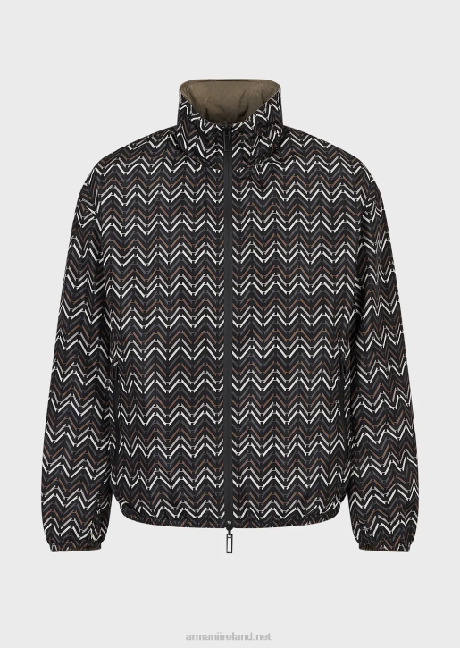 Men 086V1317 Reversible Nylon Full-Zip Blouson With An All-Over Pattern Armani Pattern