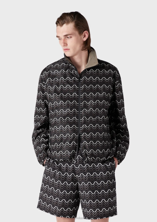 Men 086V1317 Reversible Nylon Full-Zip Blouson With An All-Over Pattern Armani Pattern