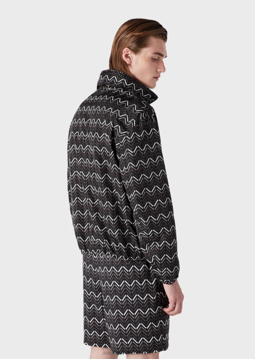 Men 086V1317 Reversible Nylon Full-Zip Blouson With An All-Over Pattern Armani Pattern