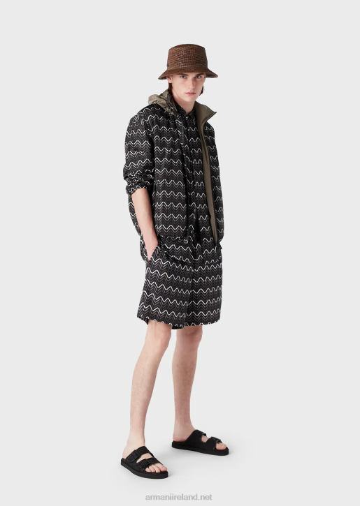 Men 086V1317 Reversible Nylon Full-Zip Blouson With An All-Over Pattern Armani Pattern