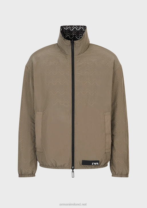 Men 086V1317 Reversible Nylon Full-Zip Blouson With An All-Over Pattern Armani Pattern