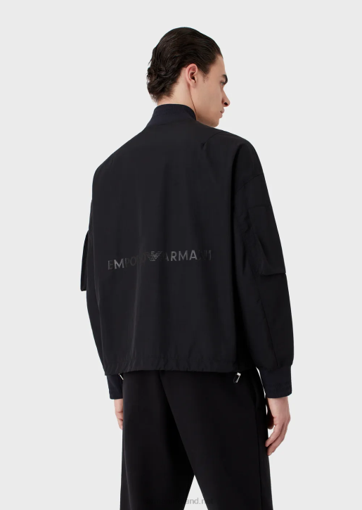 Men 086V1318 Water-Repellent Blouson In Wavy Light Nylon Armani Navy Blue