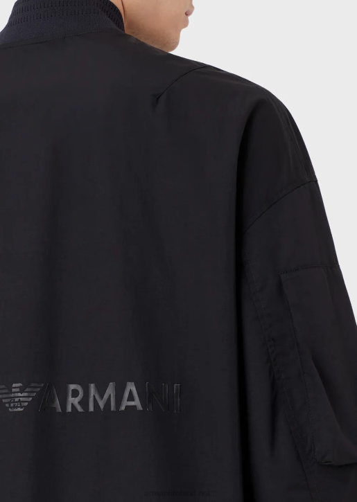 Men 086V1318 Water-Repellent Blouson In Wavy Light Nylon Armani Navy Blue