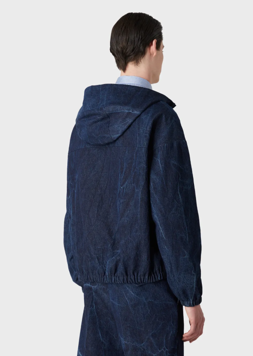 Men 086V1324 Stone-Washed Denim Anorak Armani