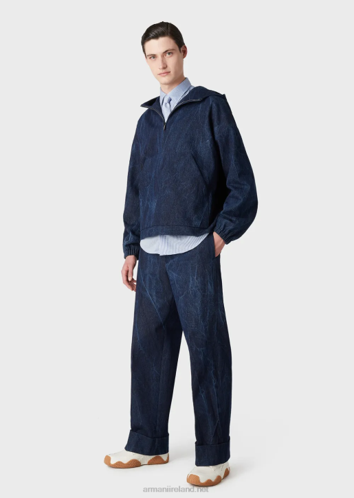 Men 086V1324 Stone-Washed Denim Anorak Armani