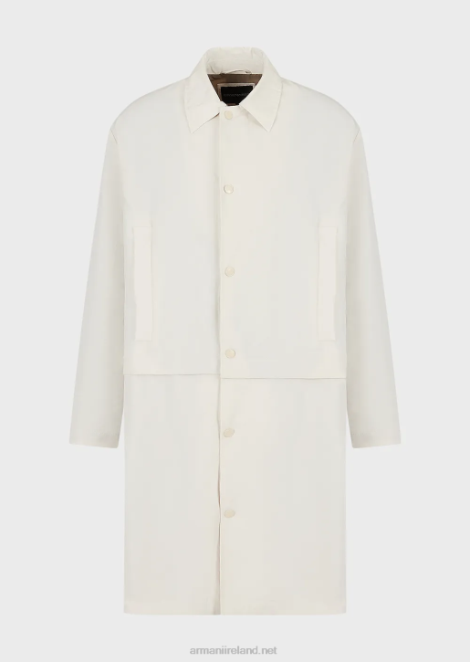 Men 086V1325 Trench Coat In Water-Repellent Satin Nylon With Removable Hem Armani