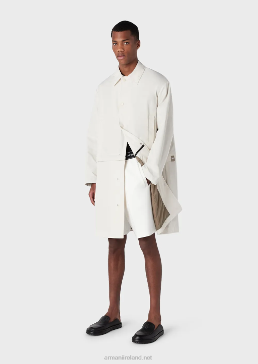 Men 086V1325 Trench Coat In Water-Repellent Satin Nylon With Removable Hem Armani