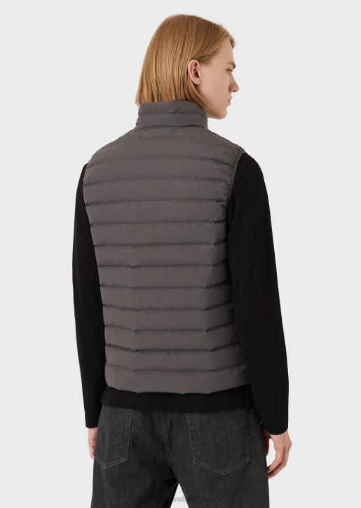 Men 086V1332 Quilted Nylon Sleeveless Down Jacket Armani Dark Gray
