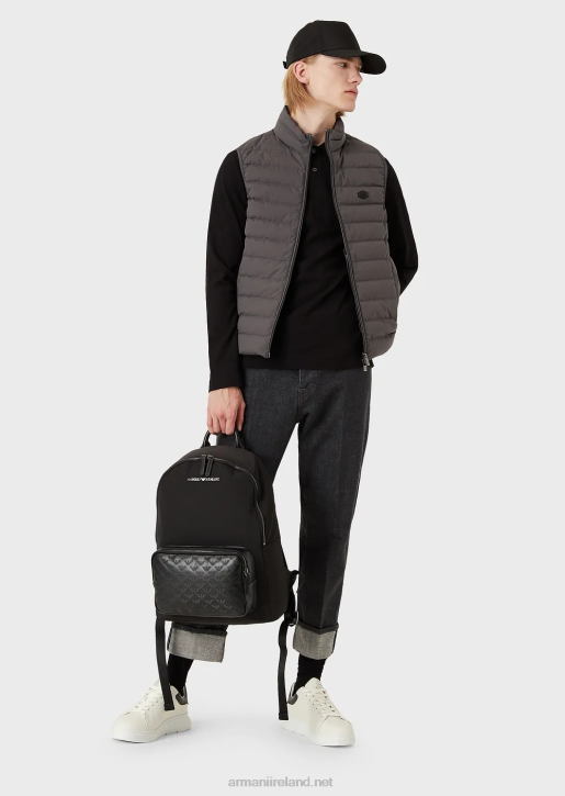 Men 086V1332 Quilted Nylon Sleeveless Down Jacket Armani Dark Gray