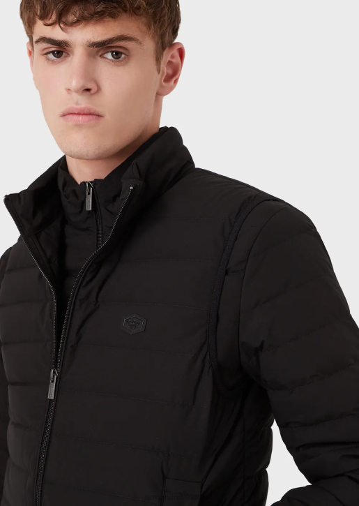 Men 086V1333 Quilted Nylon Sleeveless Down Jacket Armani Black