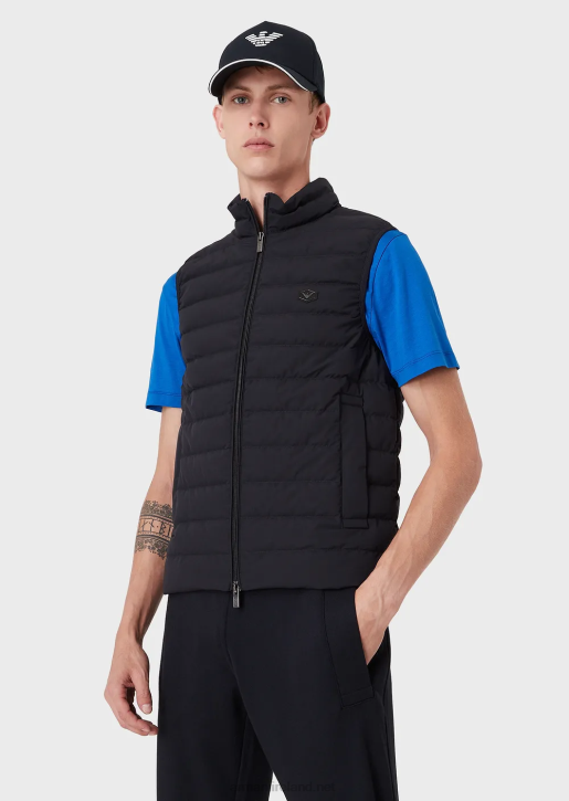 Men 086V1334 Quilted Nylon Sleeveless Down Jacket Armani Navy Blue