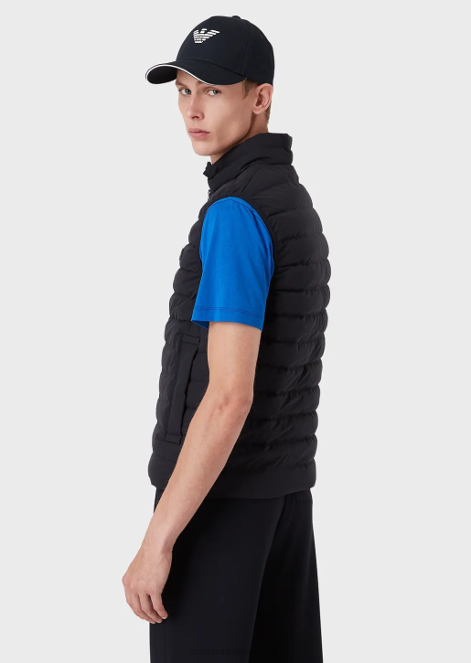 Men 086V1334 Quilted Nylon Sleeveless Down Jacket Armani Navy Blue