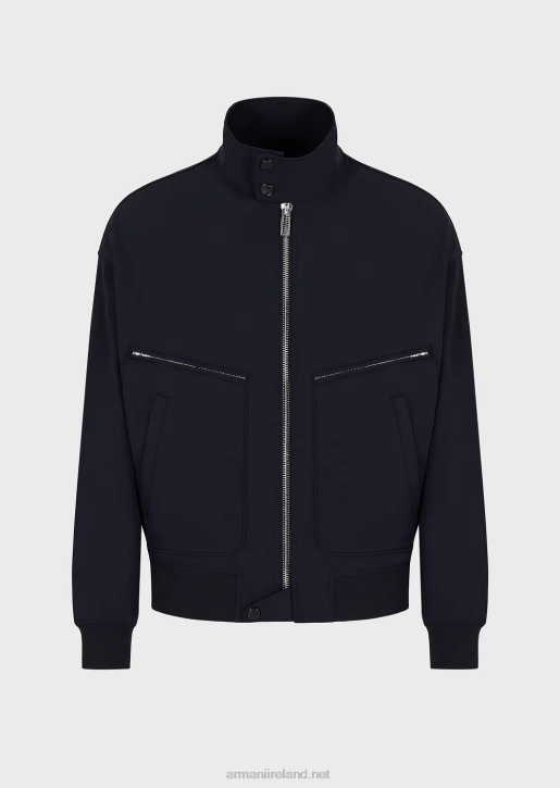 Men 086V1335 Water-Repellent Two-Way Stretch Technical Nylon Blouson With Zip Armani Navy Blue