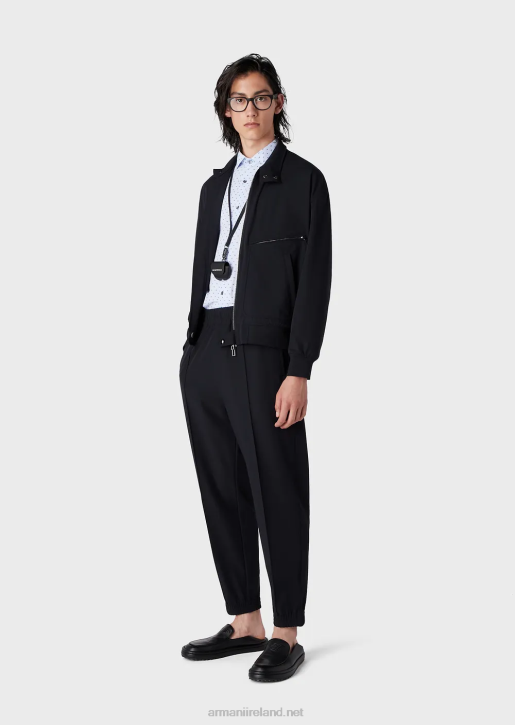 Men 086V1335 Water-Repellent Two-Way Stretch Technical Nylon Blouson With Zip Armani Navy Blue