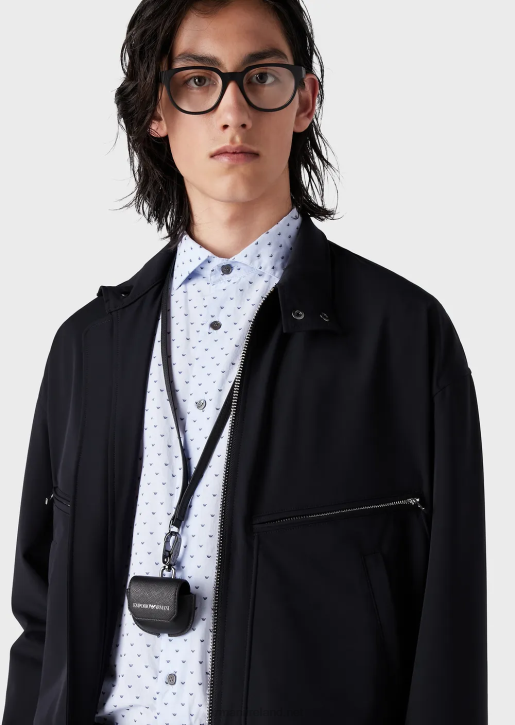 Men 086V1335 Water-Repellent Two-Way Stretch Technical Nylon Blouson With Zip Armani Navy Blue