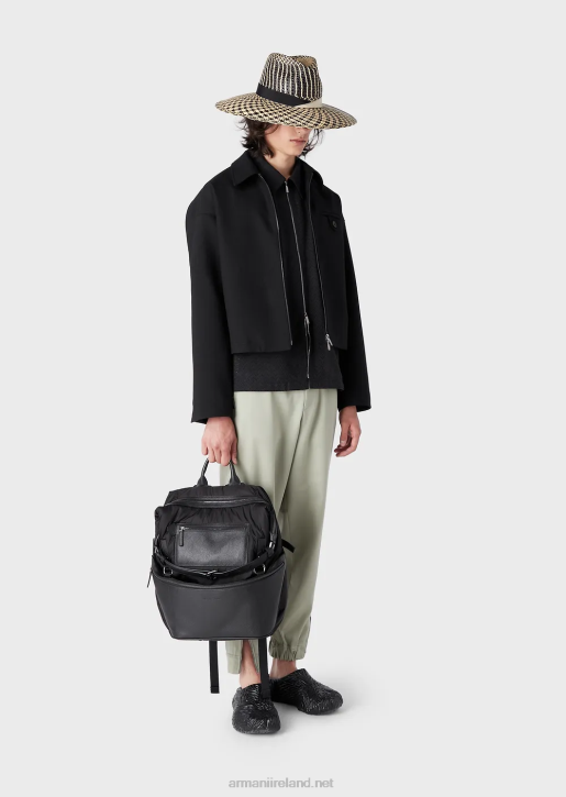 Men 086V1338 Blouson In Crisp Virgin-Wool Gabardine Armani Black