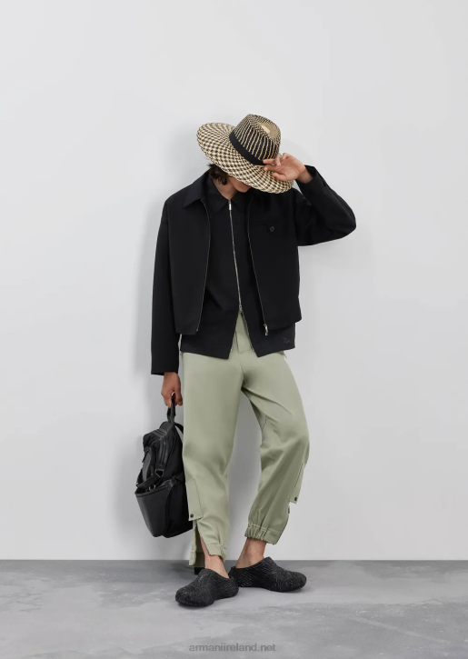Men 086V1338 Blouson In Crisp Virgin-Wool Gabardine Armani Black