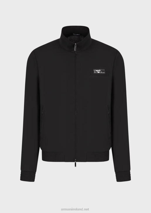 Men 086V1339 Full-Zip Blouson In Ultra-Light Virgin Wool With Logo Armani Black