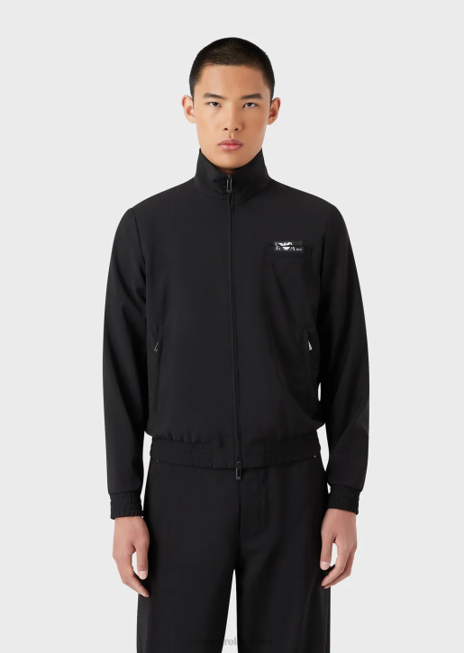 Men 086V1339 Full-Zip Blouson In Ultra-Light Virgin Wool With Logo Armani Black