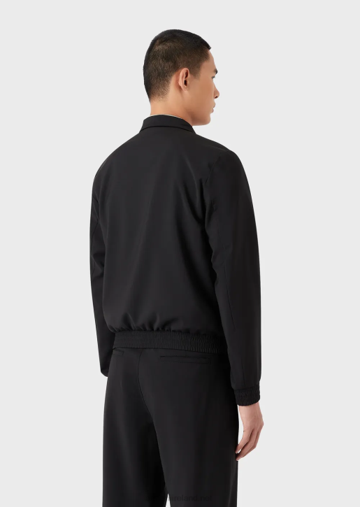 Men 086V1339 Full-Zip Blouson In Ultra-Light Virgin Wool With Logo Armani Black