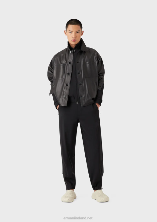 Men 086V1339 Full-Zip Blouson In Ultra-Light Virgin Wool With Logo Armani Black