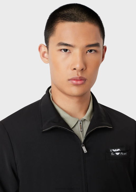 Men 086V1339 Full-Zip Blouson In Ultra-Light Virgin Wool With Logo Armani Black