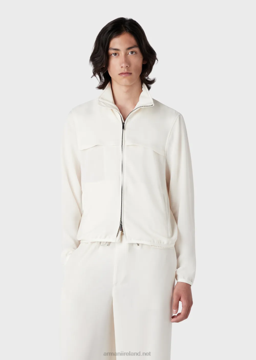 Men 086V1346 Fluid Crepe Full-Zip Blouson With Flap Armani