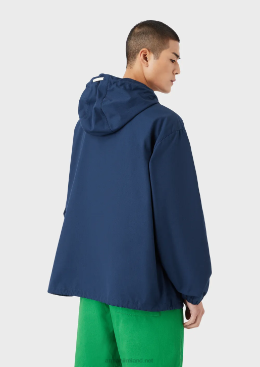 Men 086V1347 Sustainable Collection Recycled Canvas Hooded Blouson Armani Blue
