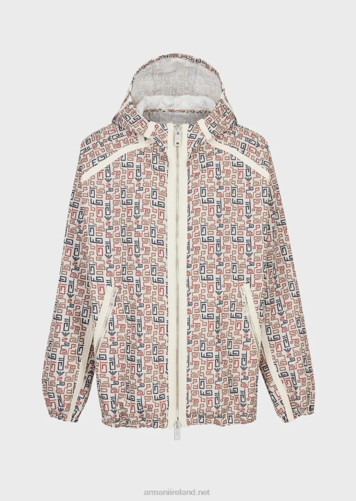 Men 086V1349 Sustainable Collection Blouson With Zip And Hood In Organic Ripstop With An All-Over Print Armani