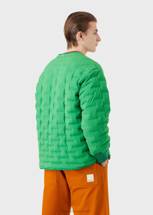 Men 086V1350 Sustainable Collection Down Jacket With Recycled Satin And Padding Armani Green