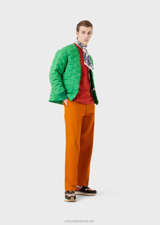 Men 086V1350 Sustainable Collection Down Jacket With Recycled Satin And Padding Armani Green