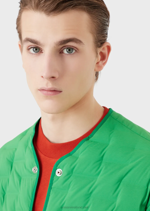 Men 086V1350 Sustainable Collection Down Jacket With Recycled Satin And Padding Armani Green