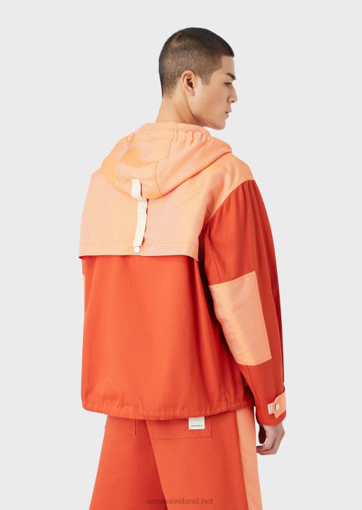 Men 086V1351 Sustainable Collection Organic Twill And Recycled Ripstop Hooded Blouson Armani Red