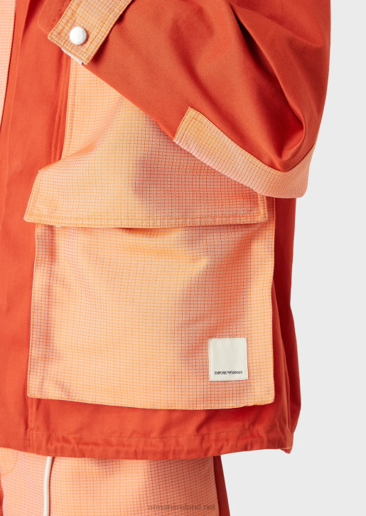 Men 086V1351 Sustainable Collection Organic Twill And Recycled Ripstop Hooded Blouson Armani Red