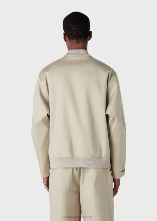 Men 086V1352 Double Gabardine Blouson With Front Panel Armani Beige
