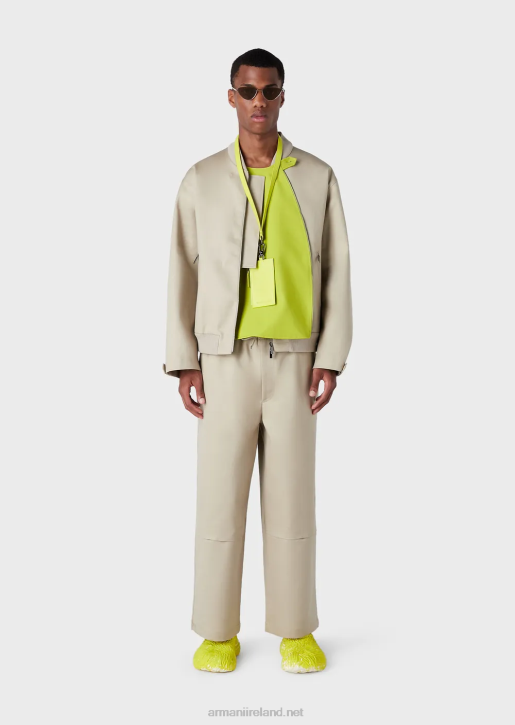 Men 086V1352 Double Gabardine Blouson With Front Panel Armani Beige