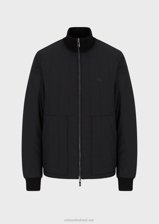 Men 086V1360 Quilted Nylon And Knit Reversible Blouson With Logo Patch Armani Black