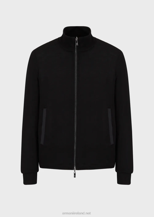 Men 086V1360 Quilted Nylon And Knit Reversible Blouson With Logo Patch Armani Black