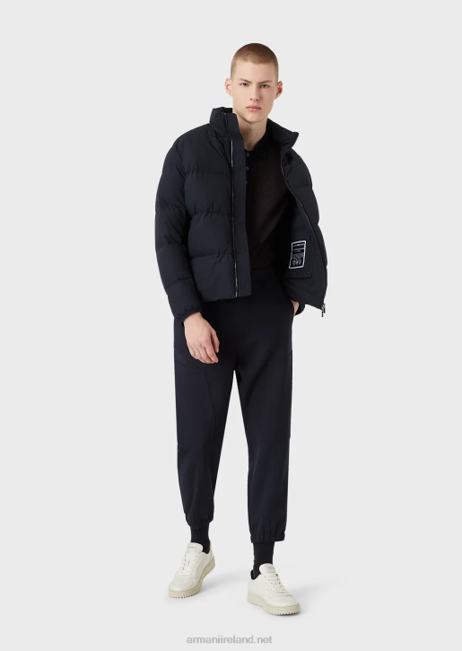 Men 086V1363 Quilted Nylon, Full-Zip Puffer Jacket Armani Navy Blue