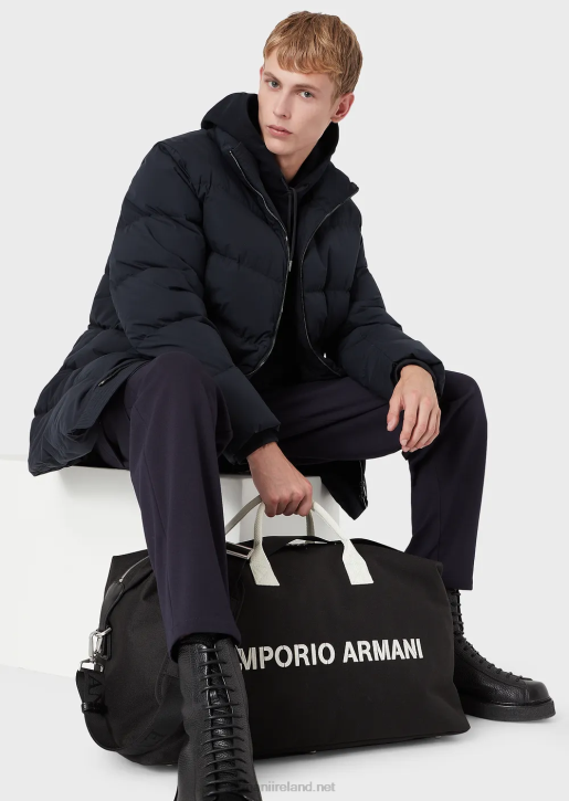 Men 086V1366 Oversized, Quilted Nylon, Full-Zip Puffer Jacket Armani